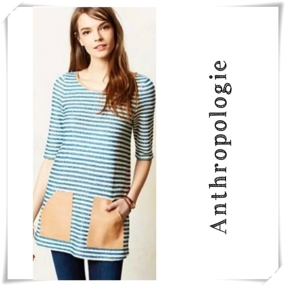 Anthropologie Strip Knitted Shaft Tunic Dress - Picture 1 of 6